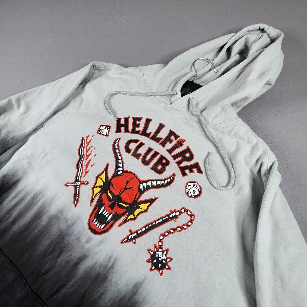 Stranger Things Hellfire Club Men's Large Pullover Hoodie Netflix white black